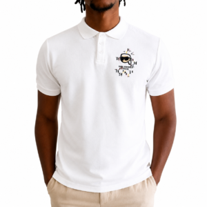 Karl Lagerfeld Men's Ikonik Graphic Polo Shirt in white